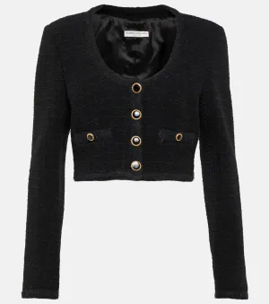 Alessandra Rich cropped tweed jacket in black