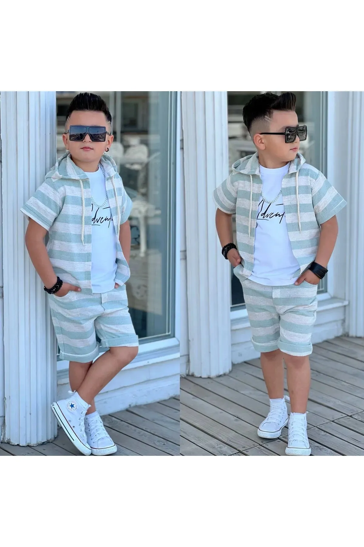 Alpids Boy's Linen Striped Sets