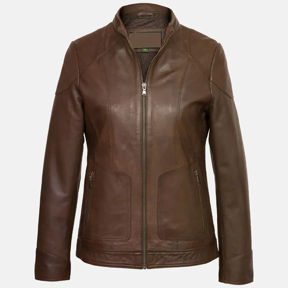 Avalanche Women Hooded Leather Jacket