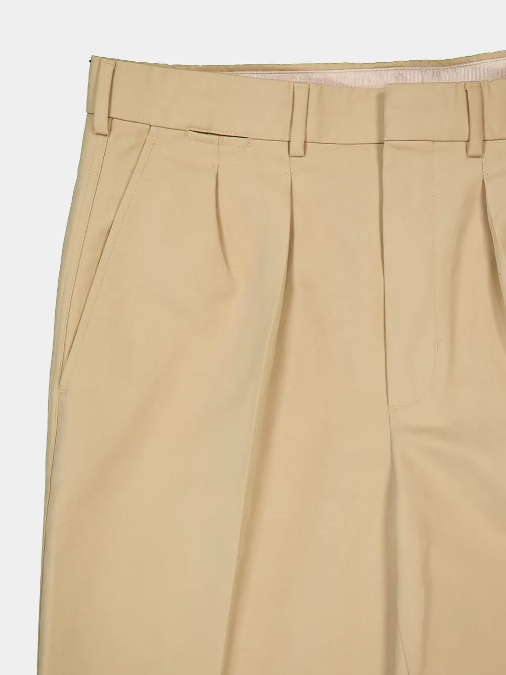 Beige Cotton Satin Semi-Sartorial Trousers