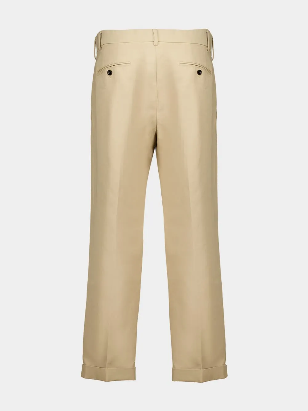 Beige Cotton Satin Semi-Sartorial Trousers