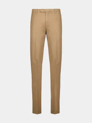 Beige Pressed-Crease Trousers