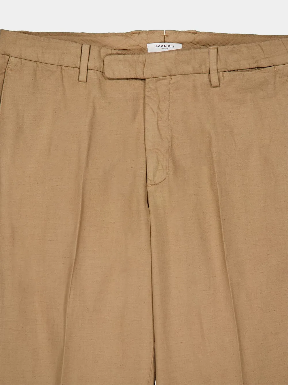 Beige Pressed-Crease Trousers