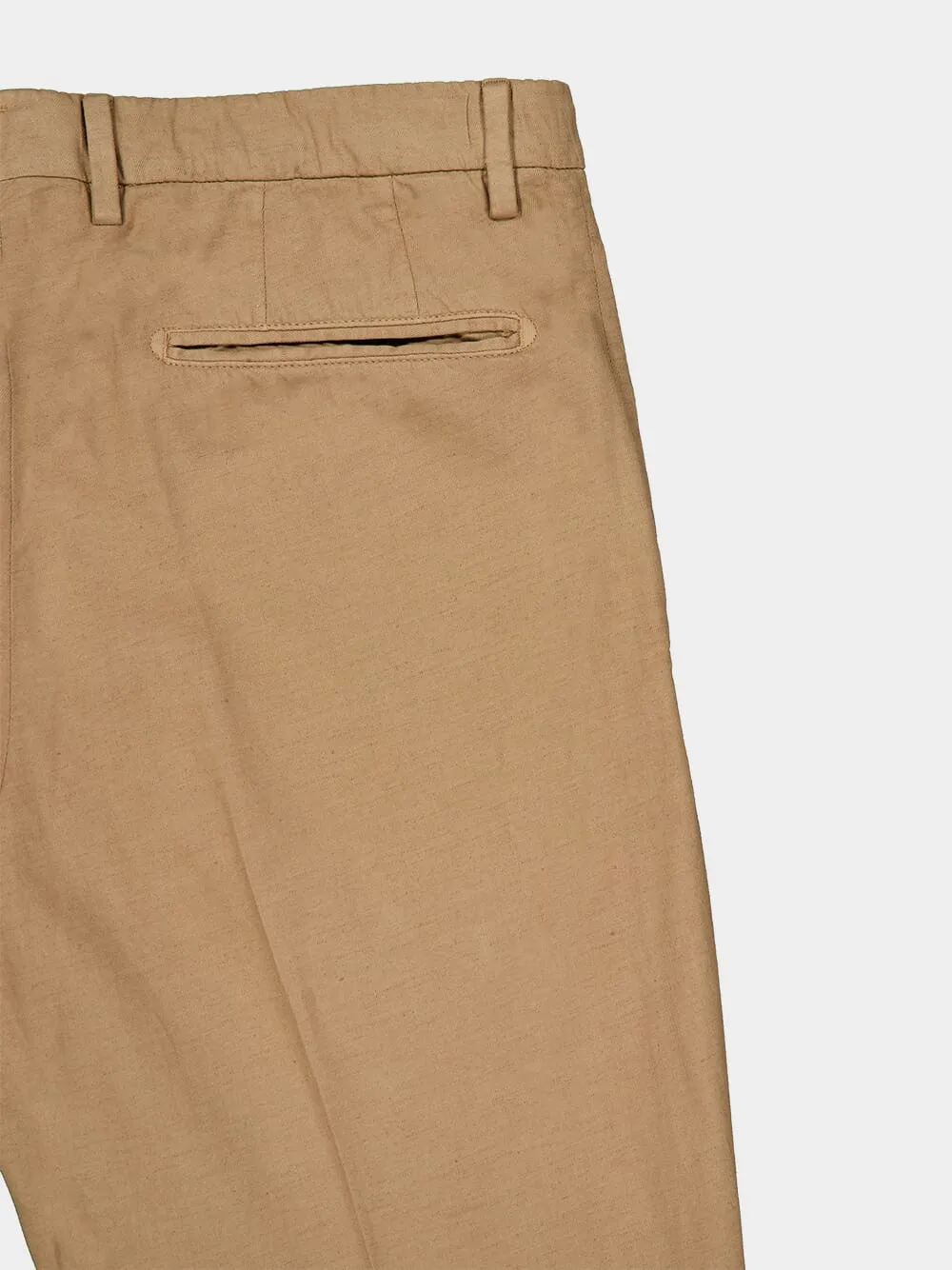 Beige Pressed-Crease Trousers