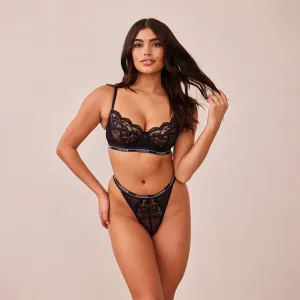 Blossom Balcony Bra  - Black