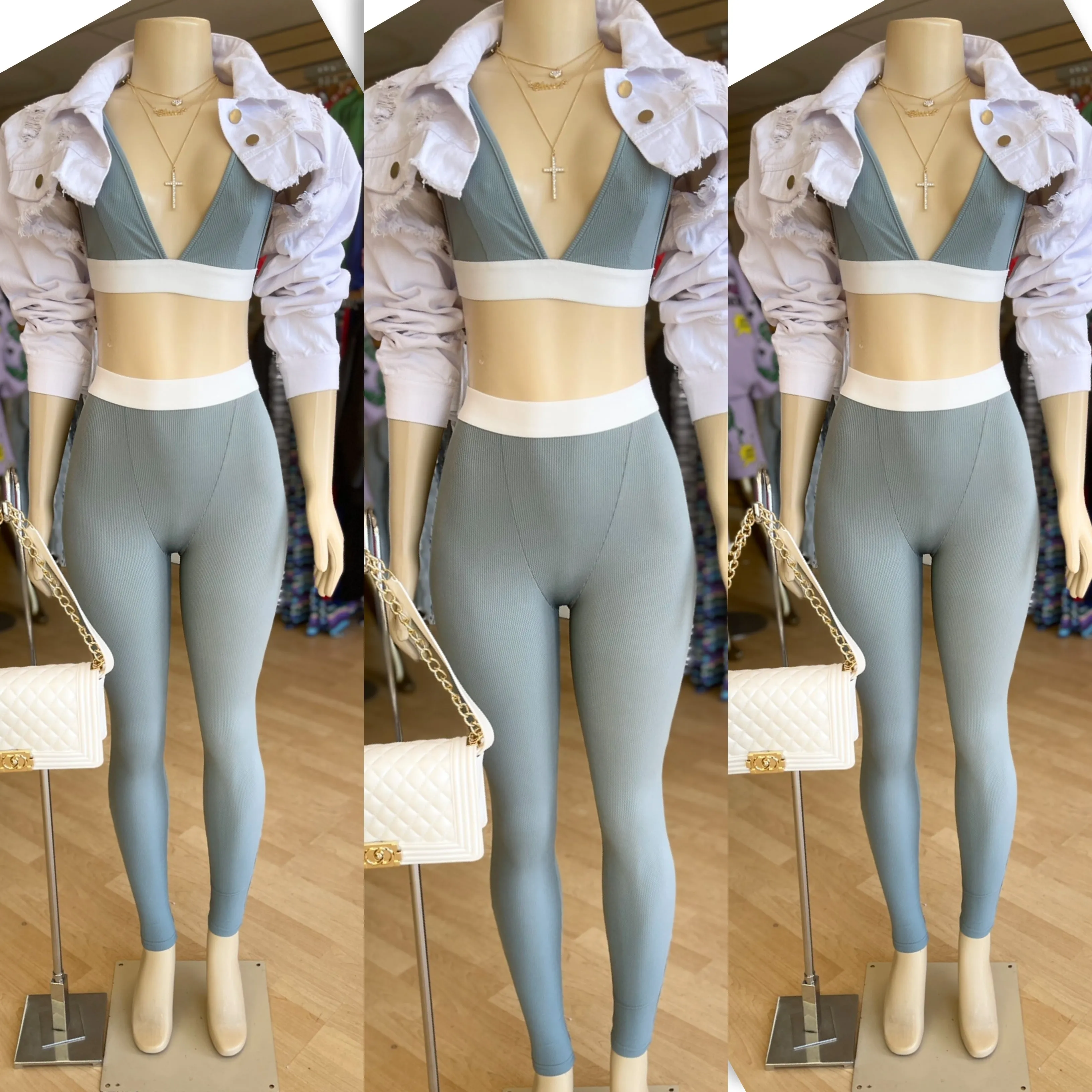 Bralette and Legging Prefect Set ( Grey)