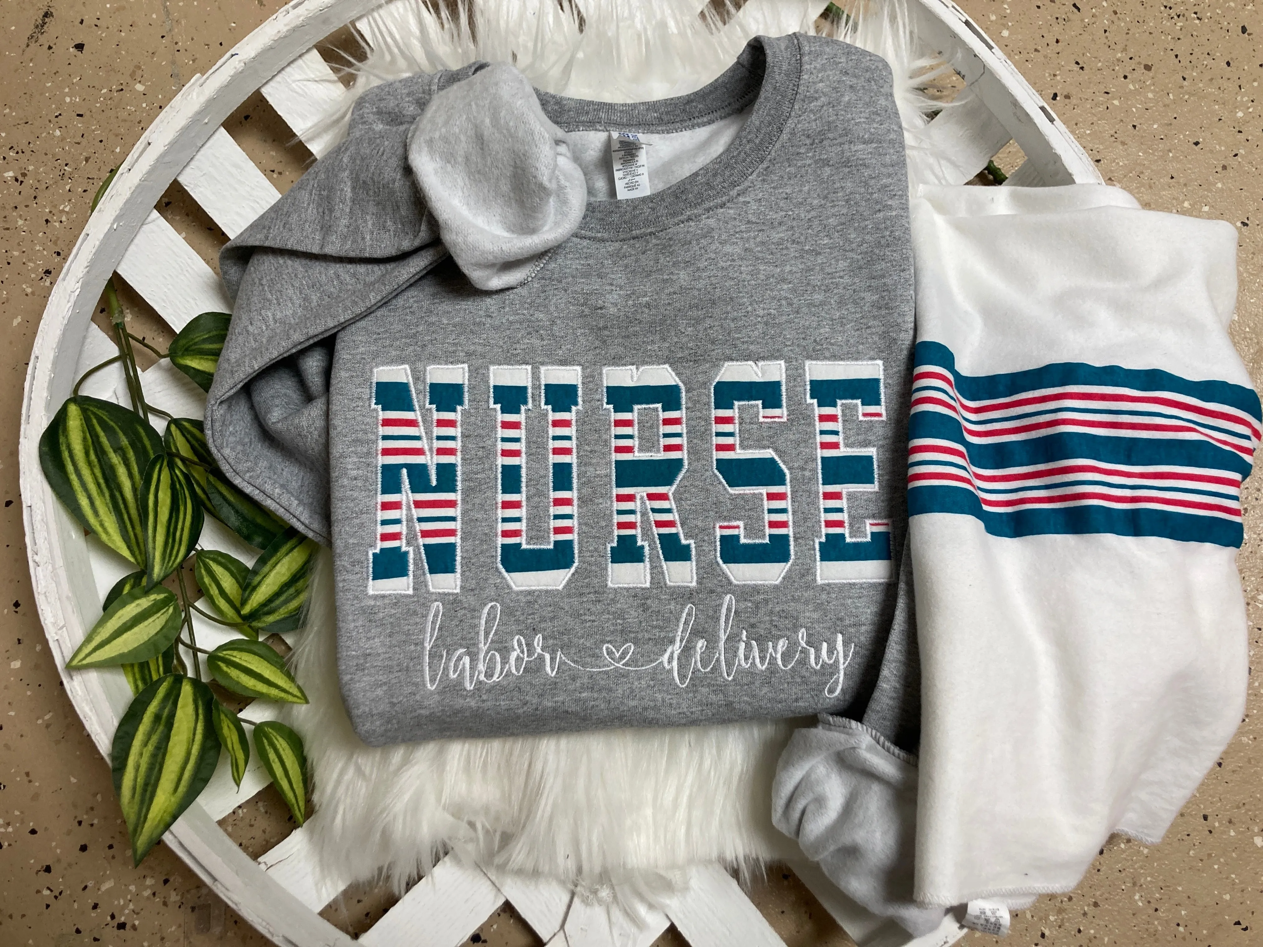 BULK ORDER of 10 or more - Nurse sweatshirt from Baby  - Hospital Blanket - Labor and Delivery RN NICU - Fabric Keepsake Sweatshirts - Applique