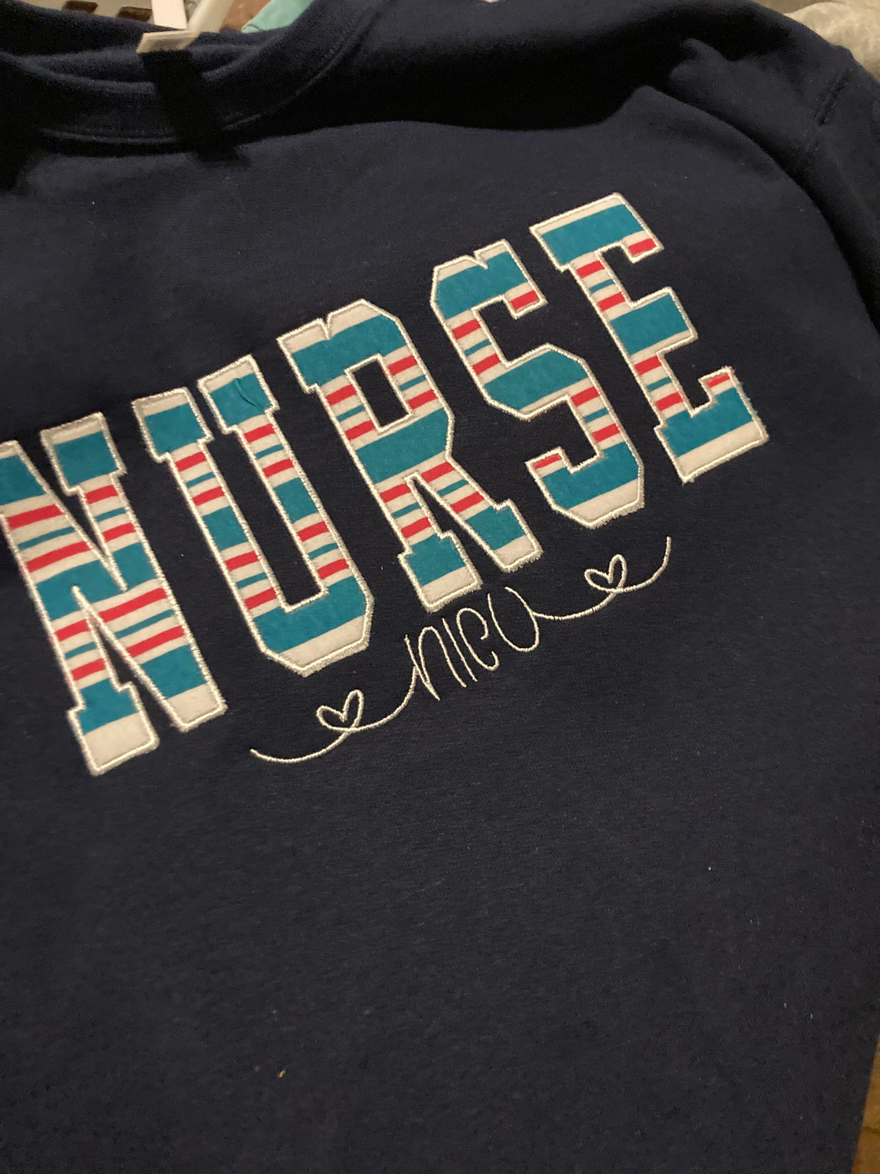 BULK ORDER of 10 or more - Nurse sweatshirt from Baby  - Hospital Blanket - Labor and Delivery RN NICU - Fabric Keepsake Sweatshirts - Applique