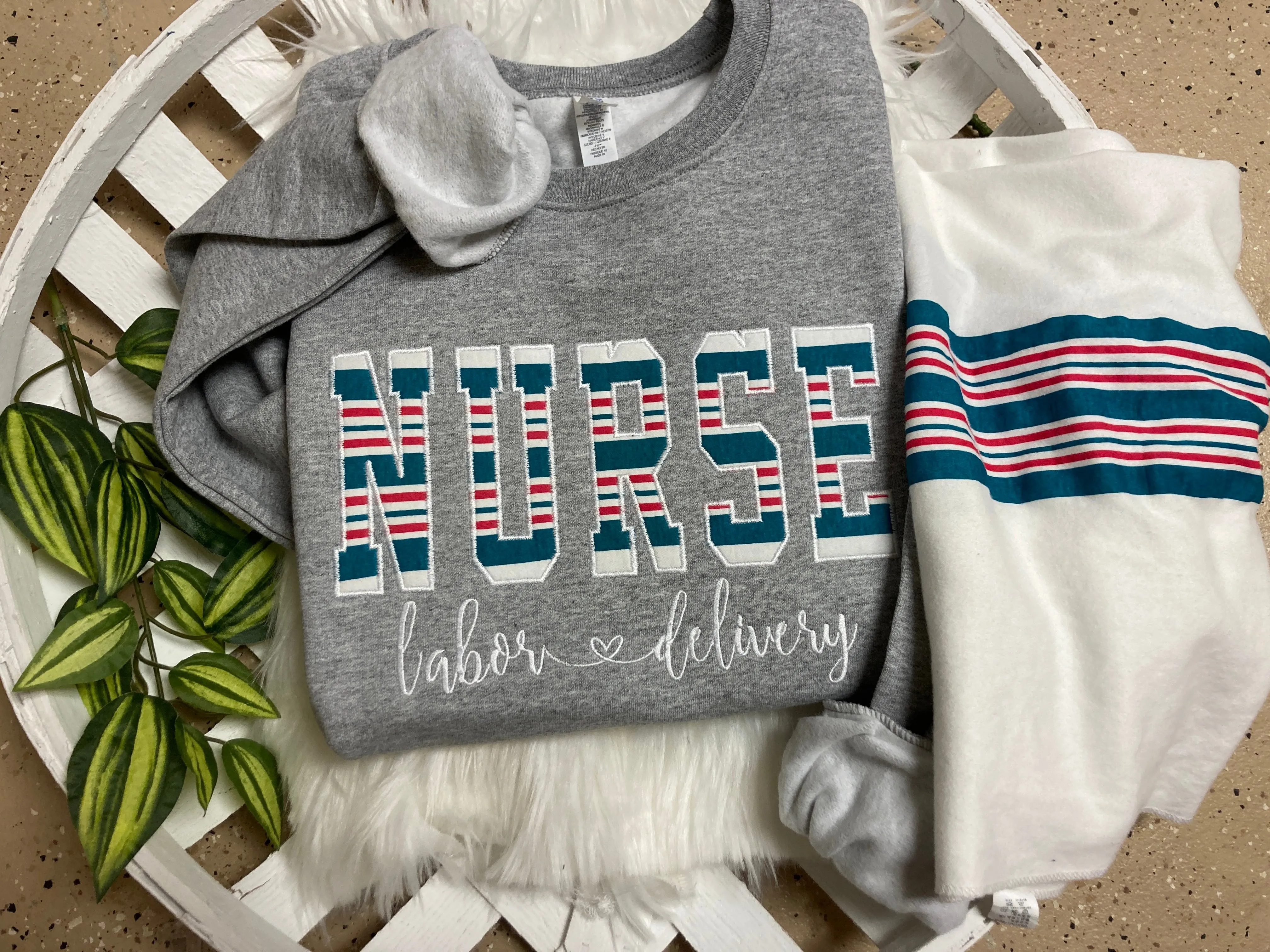 BULK ORDER of 10 or more - Nurse sweatshirt from Baby  - Hospital Blanket - Labor and Delivery RN NICU - Fabric Keepsake Sweatshirts - Applique