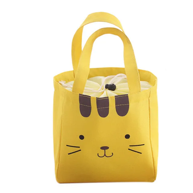 Cartoon Smiling Face Lunch Bag For Women Girls Students Office Lady Isothermic Waterproof Lunch-Box Thermo Bag Food Bag Bolsas