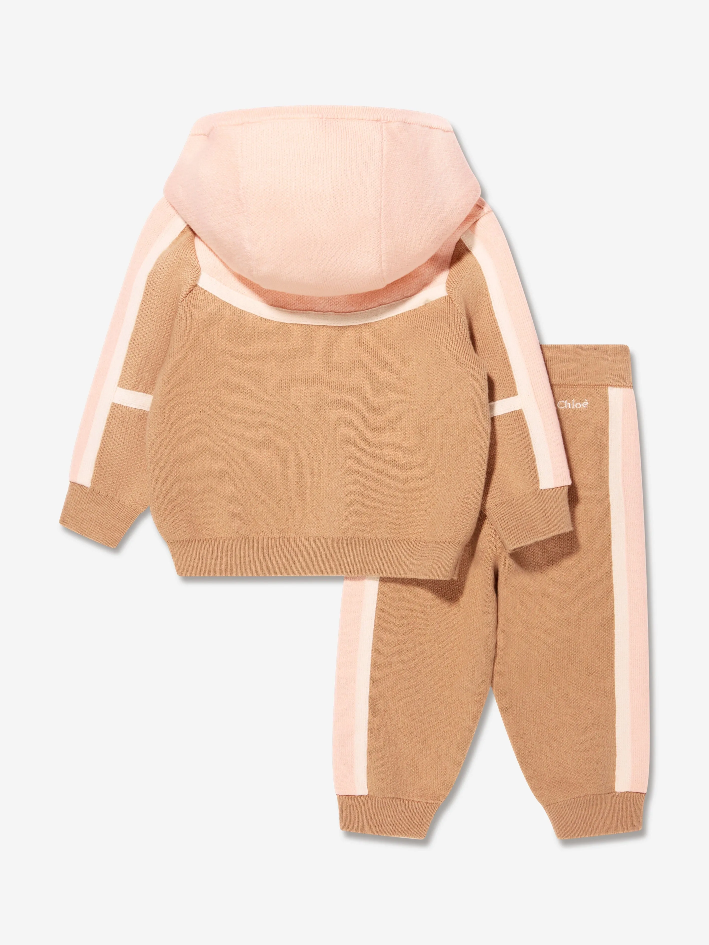 Chloé Baby Girls Two-Tone Knitted Outfit Set in Beige