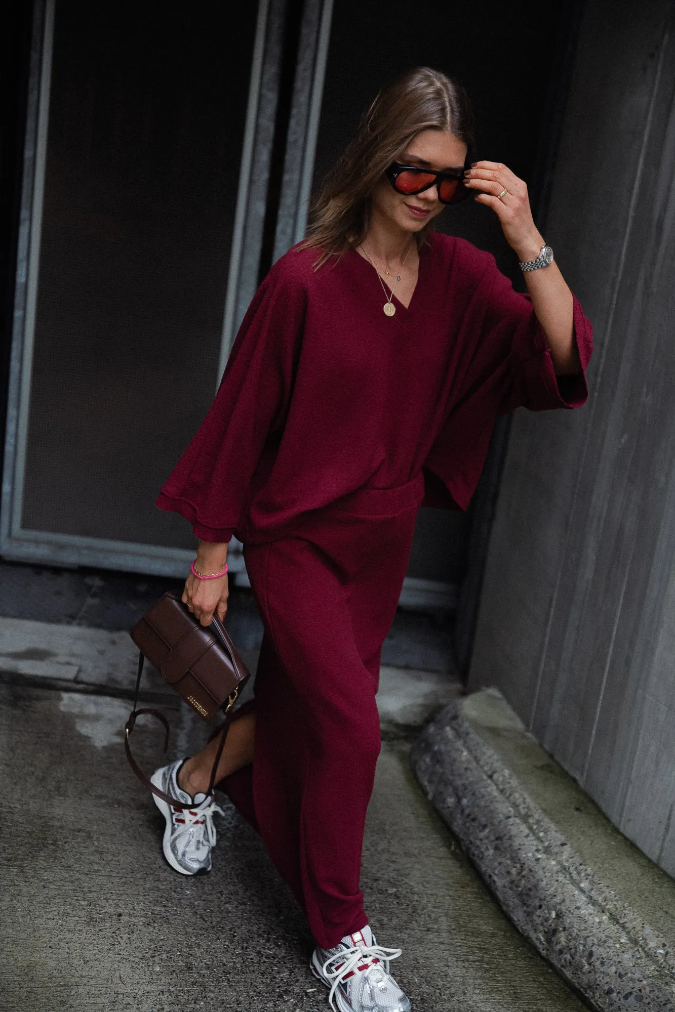 Céliz V-neck shirt burgundy