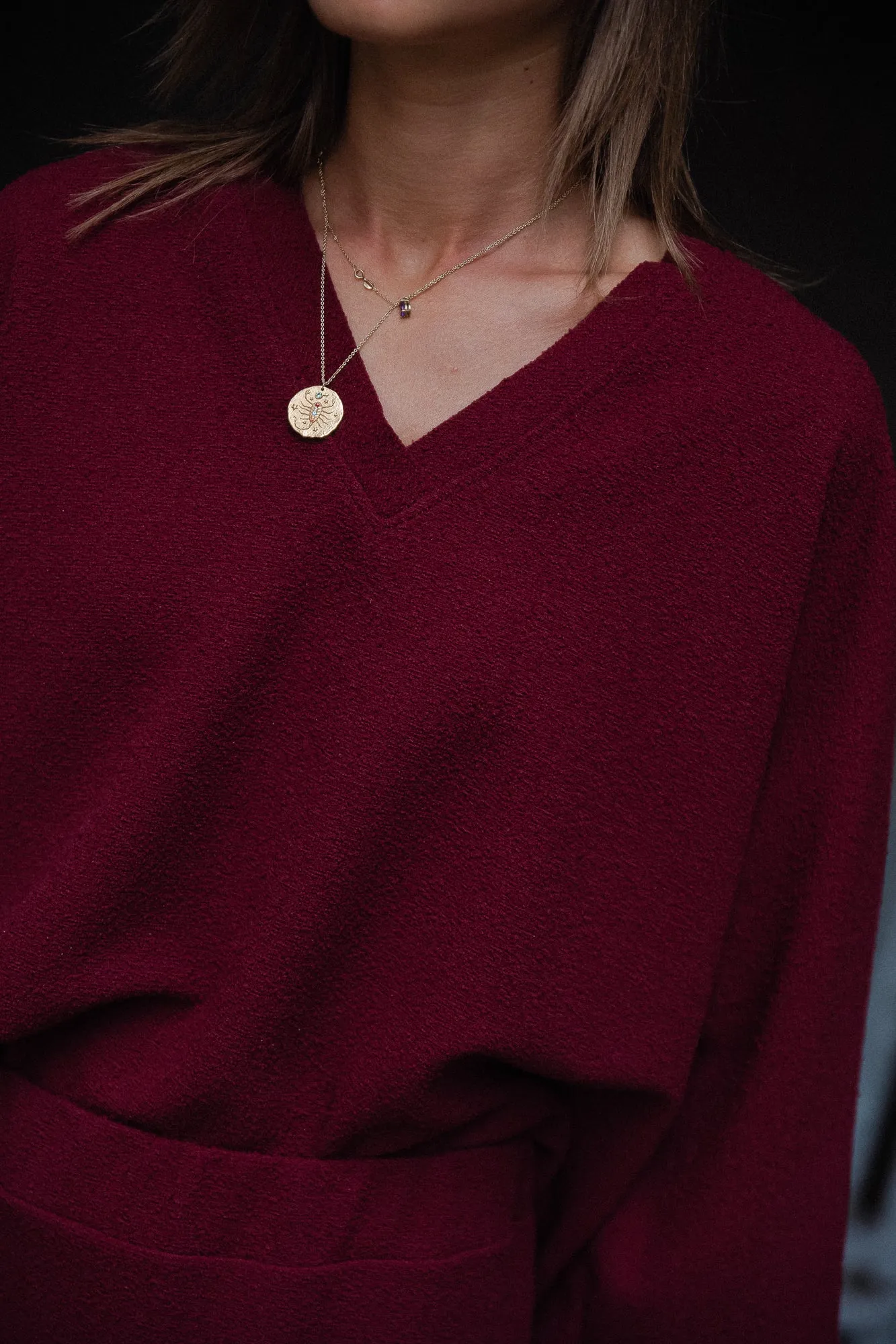 Céliz V-neck shirt burgundy