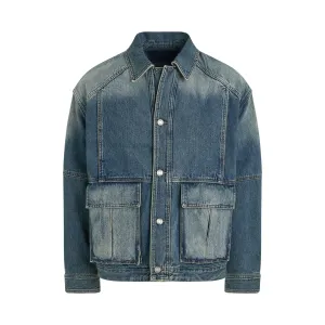 Denim Outpocket Work Jacket in Blue