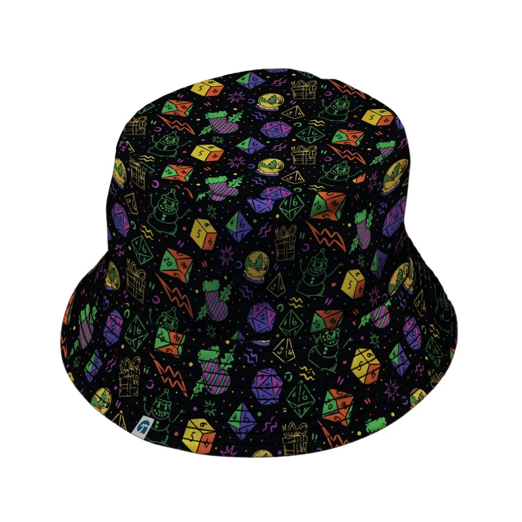 Dnd RPG Christmas Black Bucket Hat