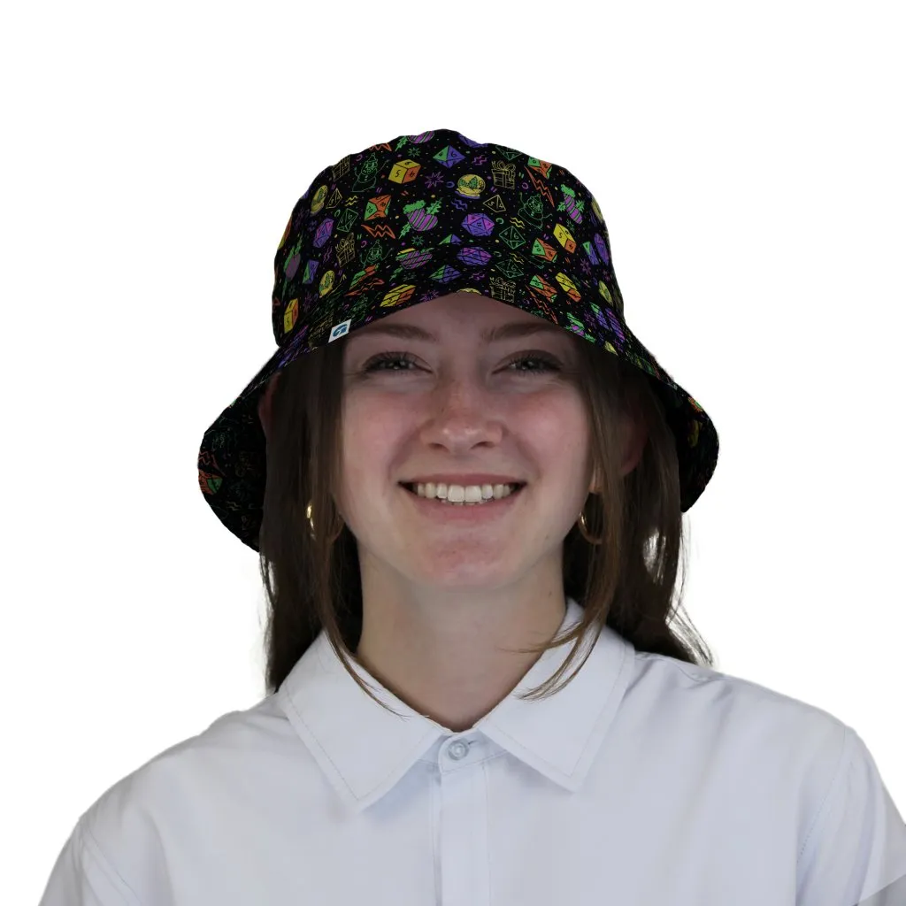 Dnd RPG Christmas Black Bucket Hat