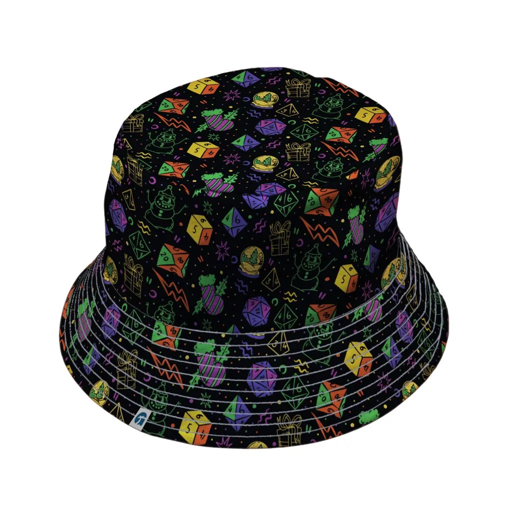 Dnd RPG Christmas Black Bucket Hat