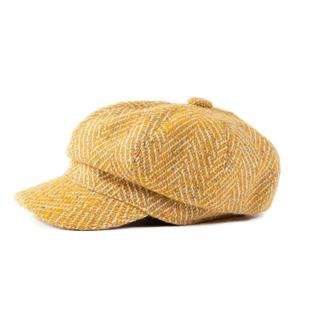 Donegal Herringbone Baker Boy Cap - Yellow