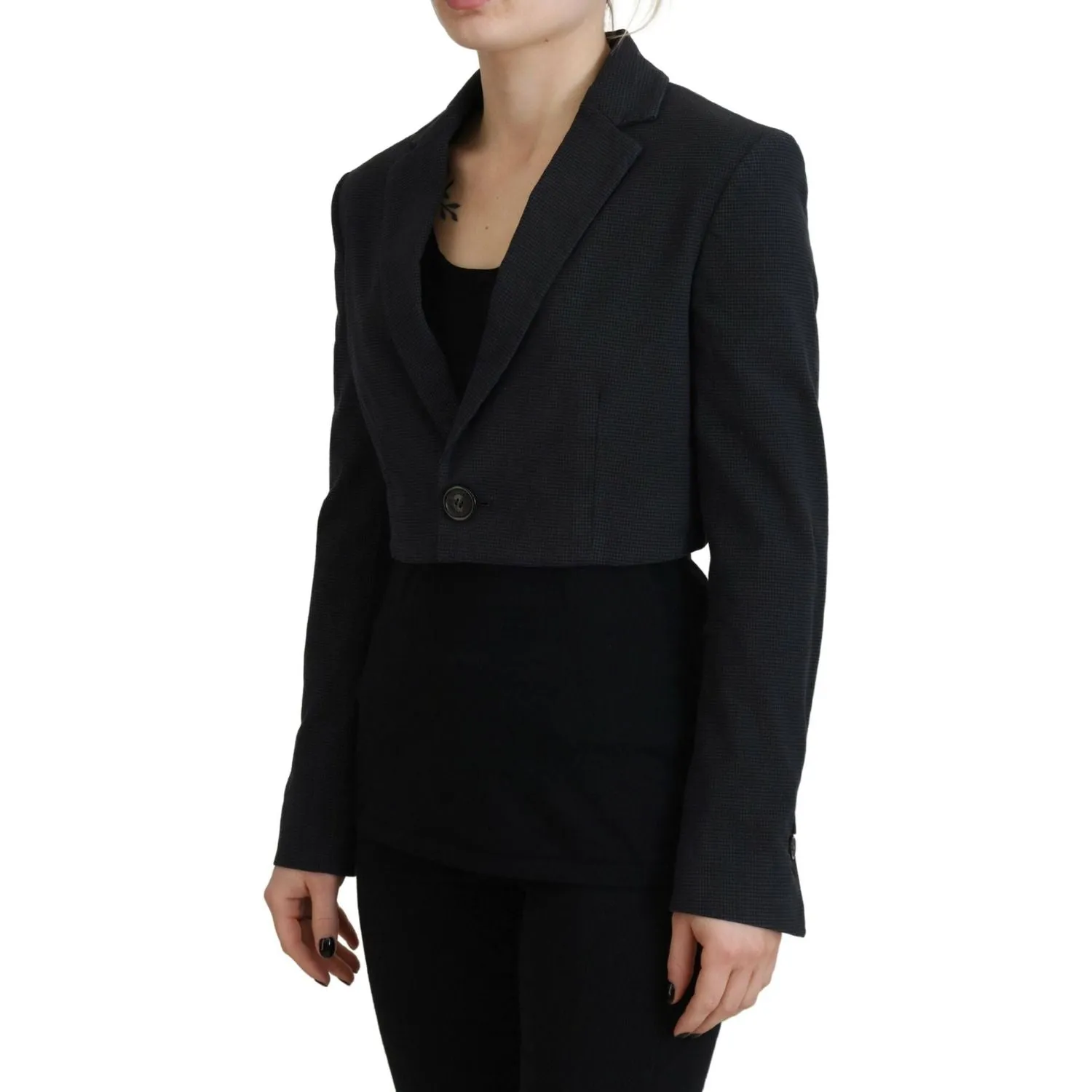 Dsquared² Black Cotton Cropped Button Blazer Jacket