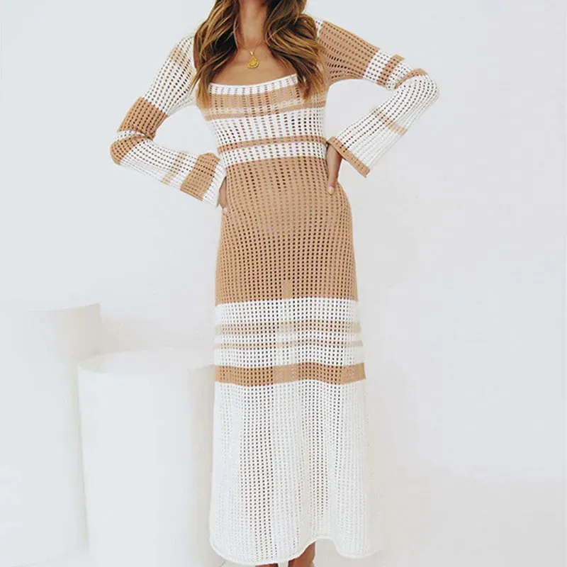 Elegant Commute Maxi Dress with Long Sleeves