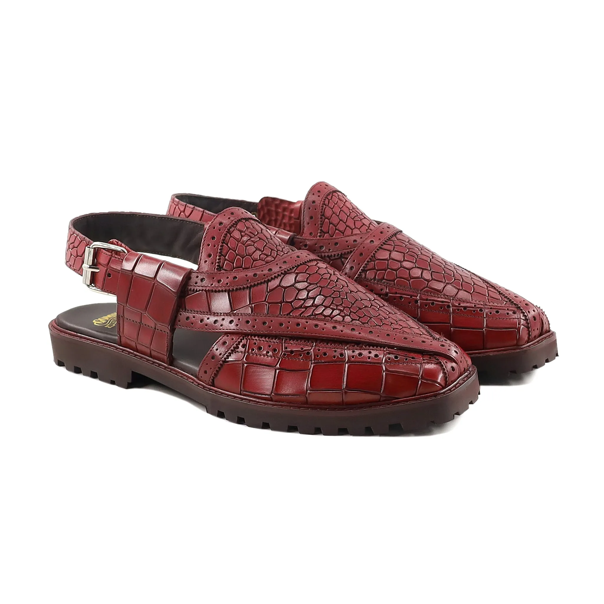 Ernest - Men's Oxblood Calf Leather Sandal