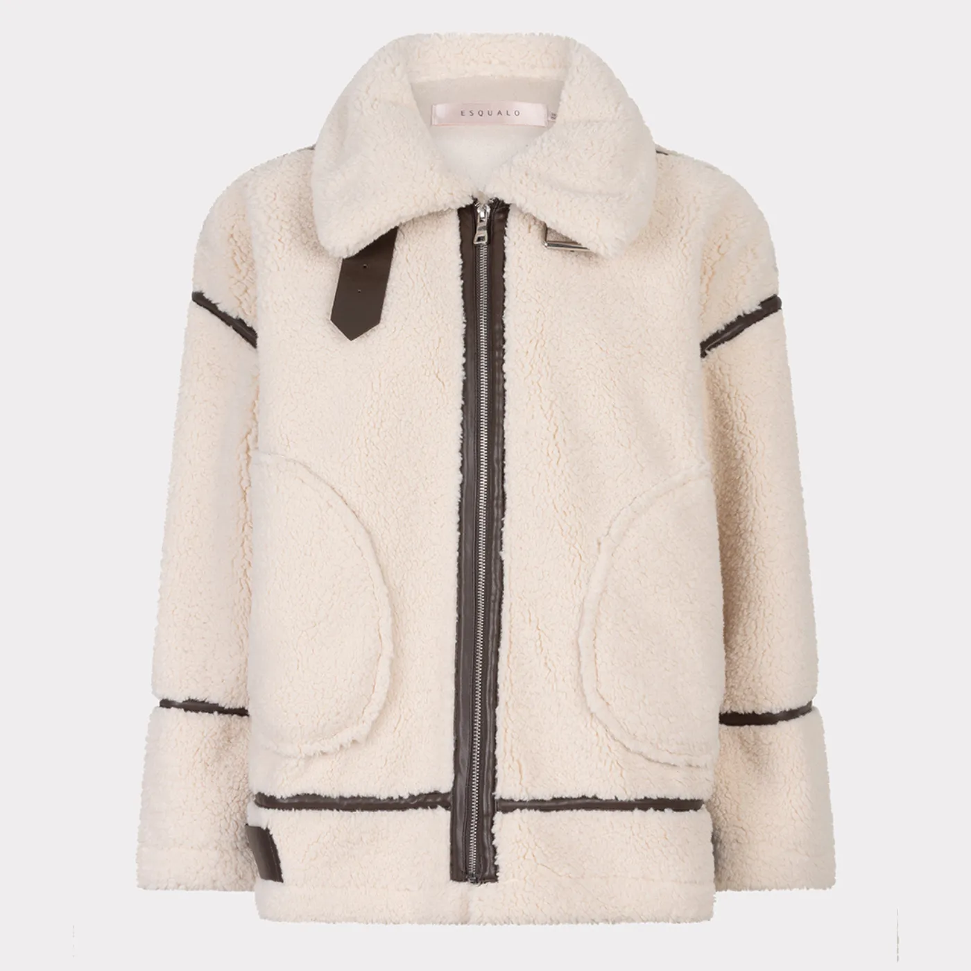 Esqualo Teddy Jacket With Suede Details | Biscuit