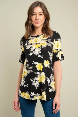 Floral top with ruffle sleeves