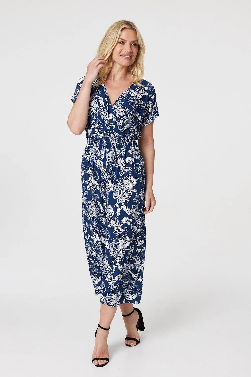 Floral V-Neck Cropped Jumpsuit