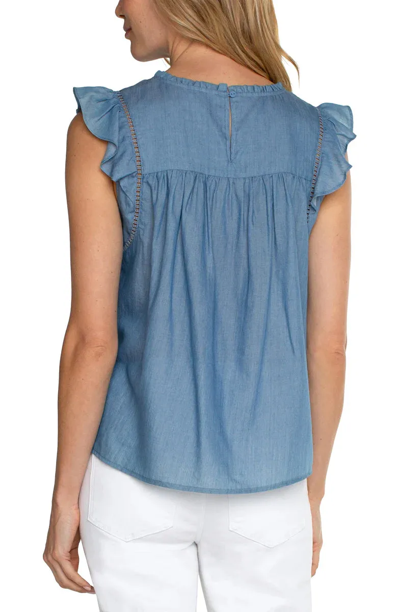 Flutter Sleeve Woven Top (Liverpool)