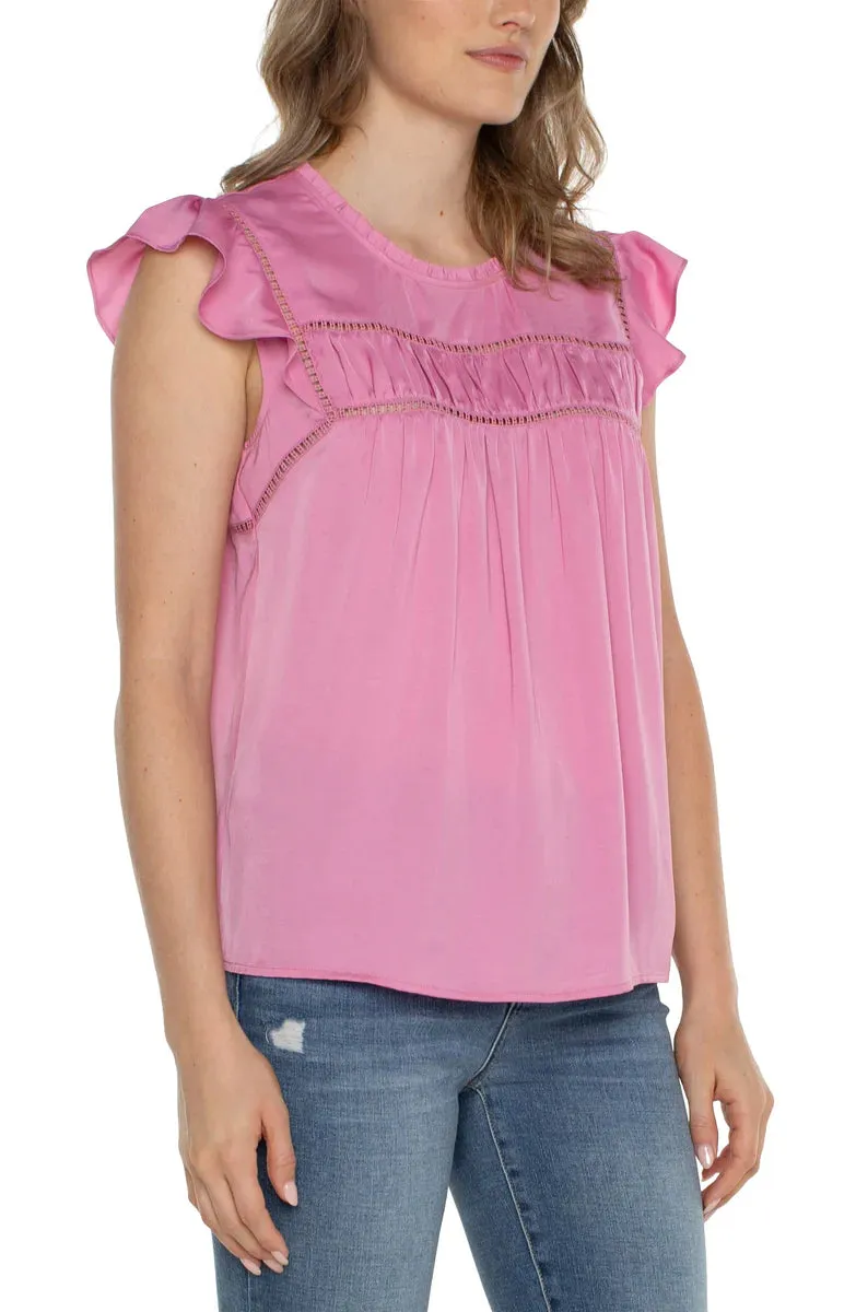 Flutter Sleeve Woven Top (Liverpool)