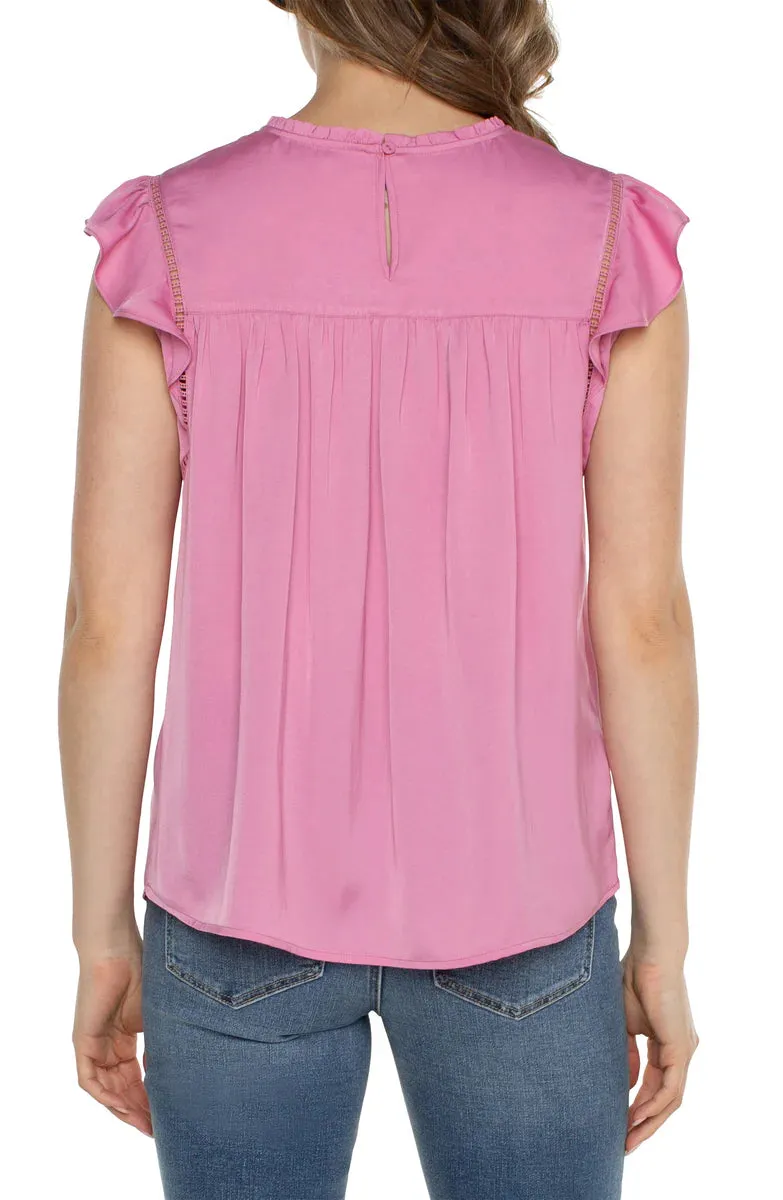 Flutter Sleeve Woven Top (Liverpool)