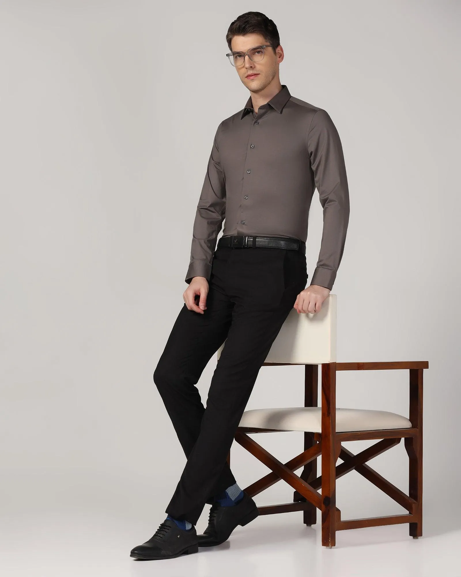 Formal Grey Solid Shirt - Sofk