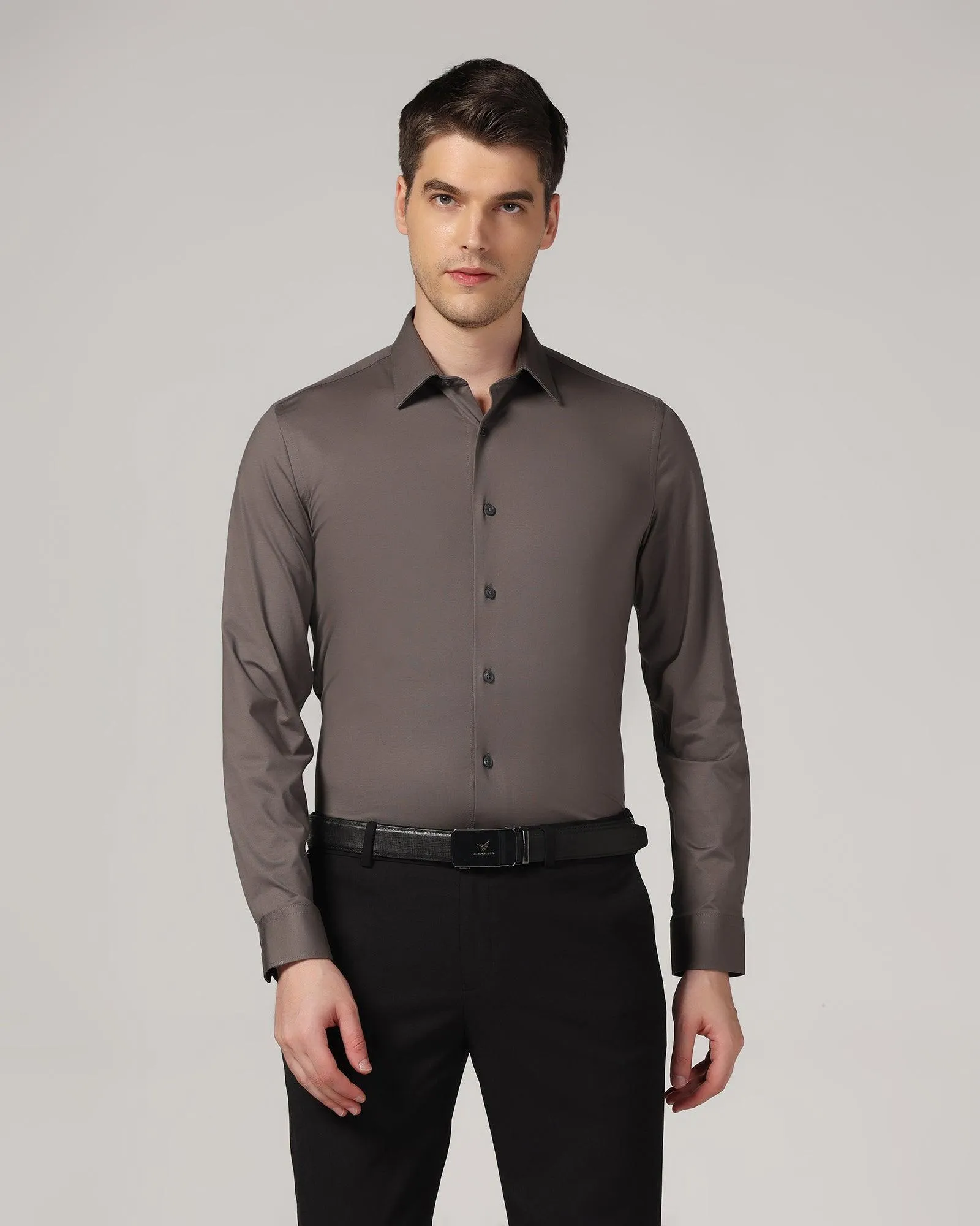 Formal Grey Solid Shirt - Sofk