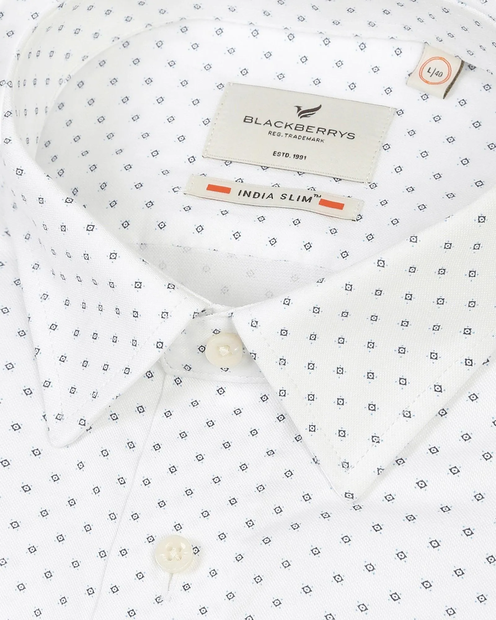 Formal White Printed Shirt - Wong