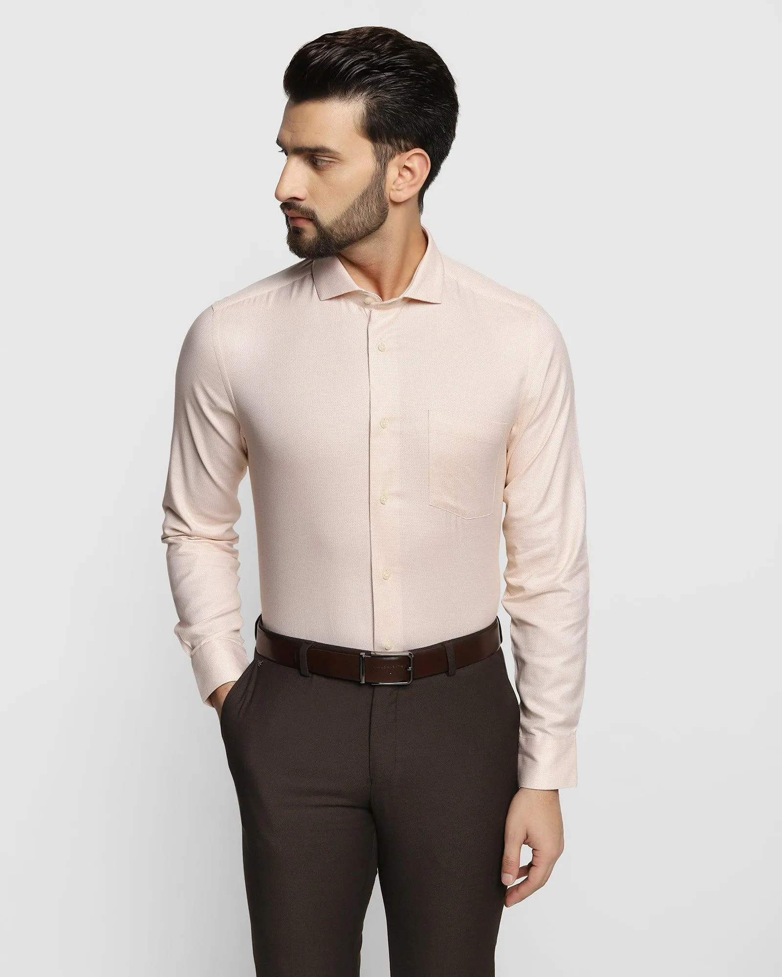 Formal Yellow Textured Shirt - Seiko