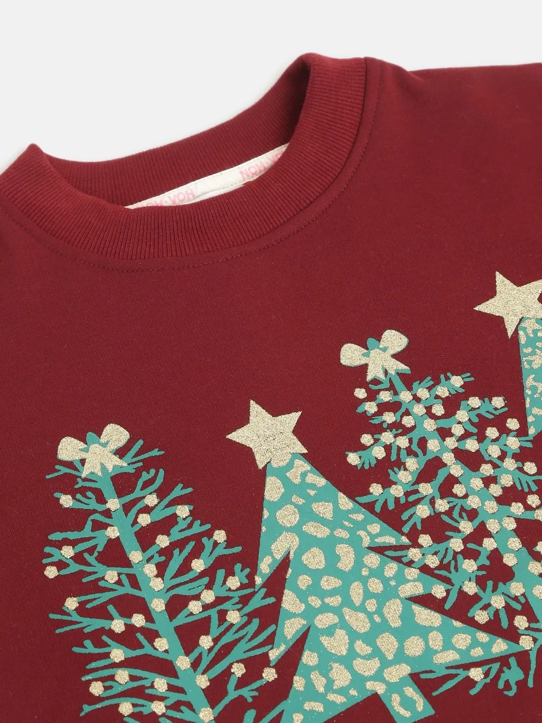 Girls Burgundy Christmas Tree Sweatshirt