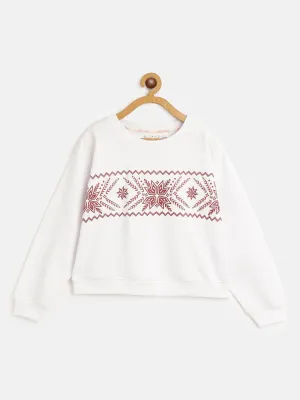 Girls White Glitter Print Sweatshirt