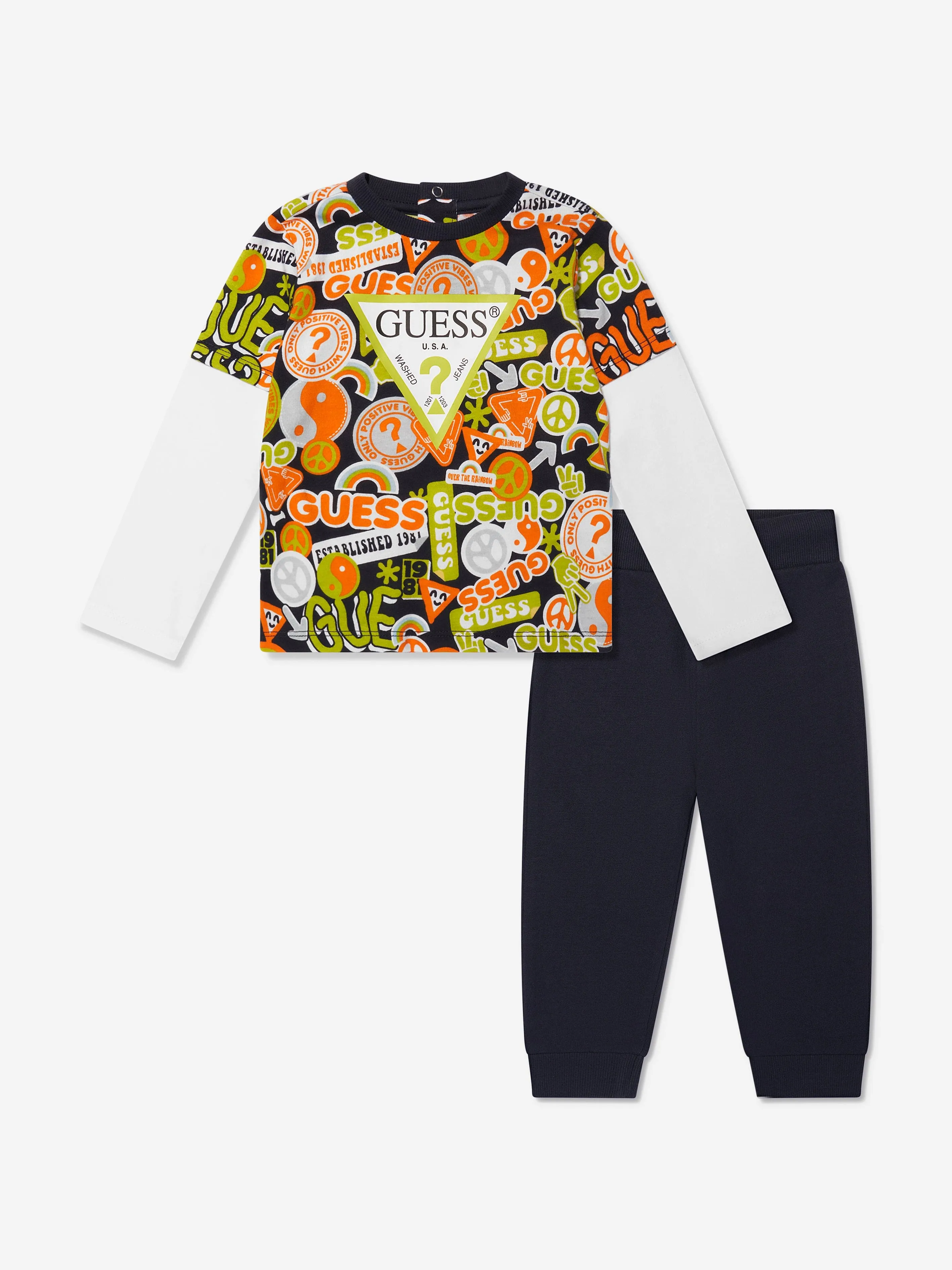 Guess Boys T-Shirt And Joggers Set in Black