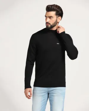 High Neck Black Solid Sweater - Jester