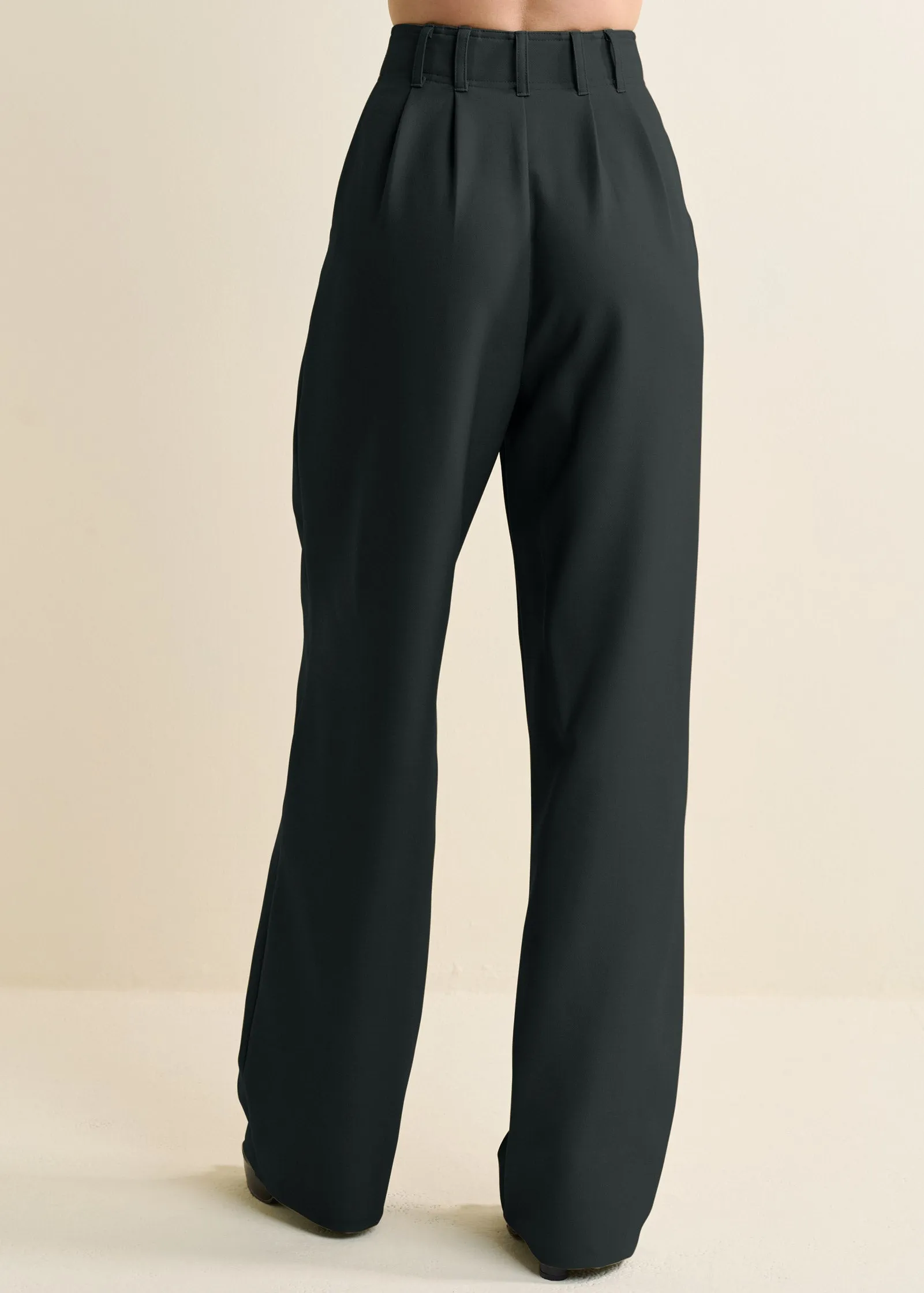 High-Rise Wide-Leg Trousers - Black