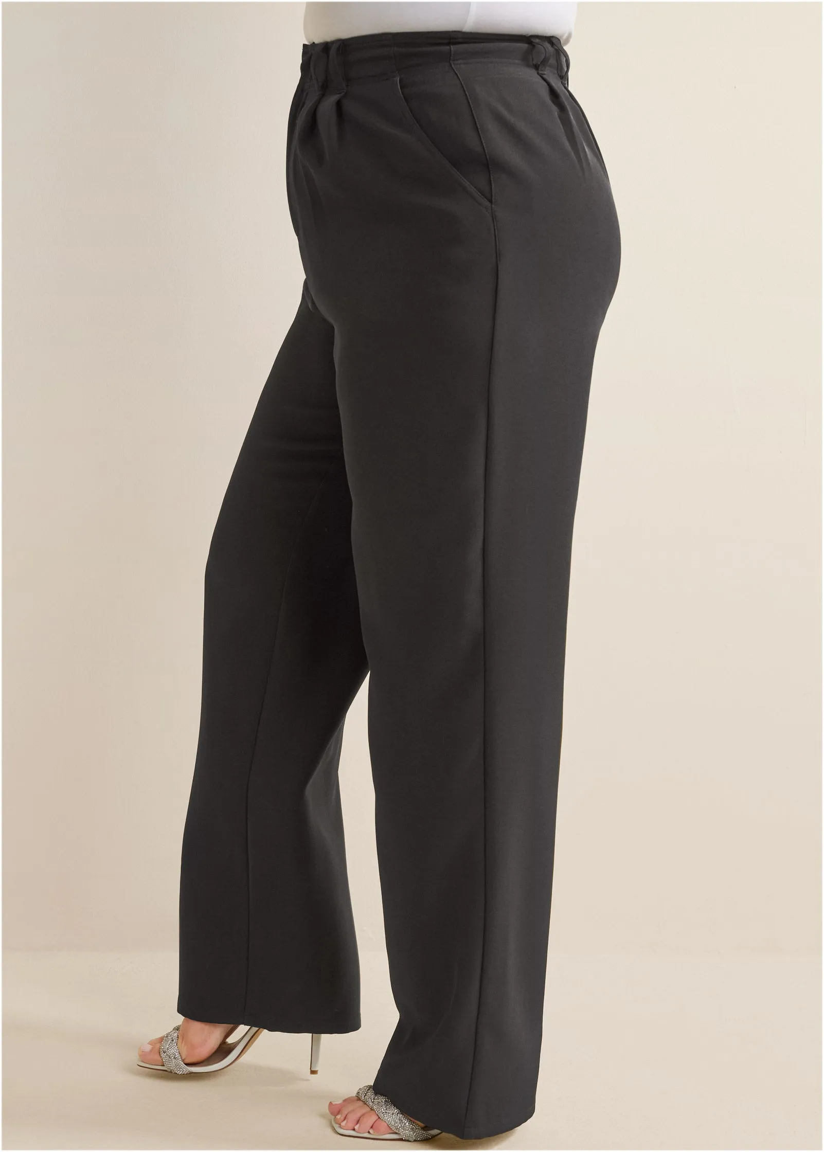 High-Rise Wide-Leg Trousers - Black