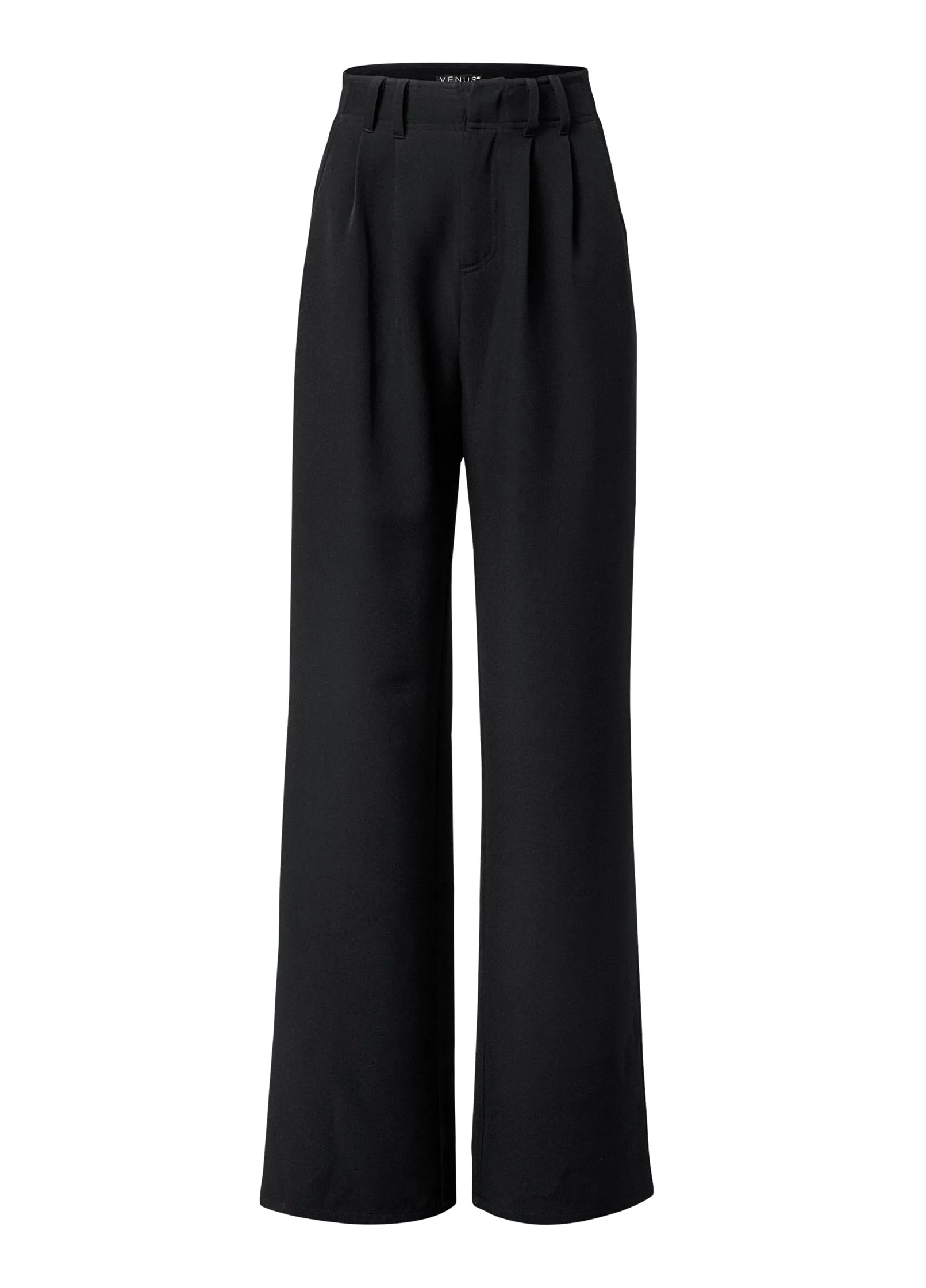 High-Rise Wide-Leg Trousers - Black