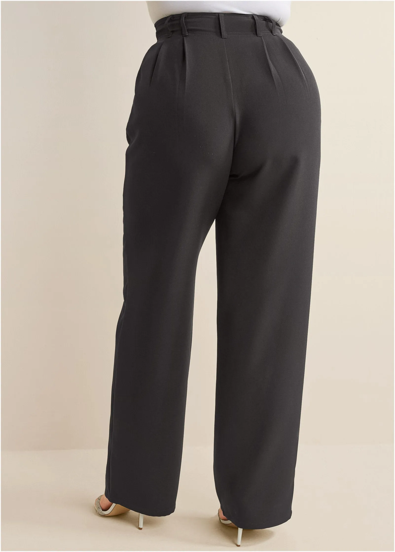 High-Rise Wide-Leg Trousers - Black