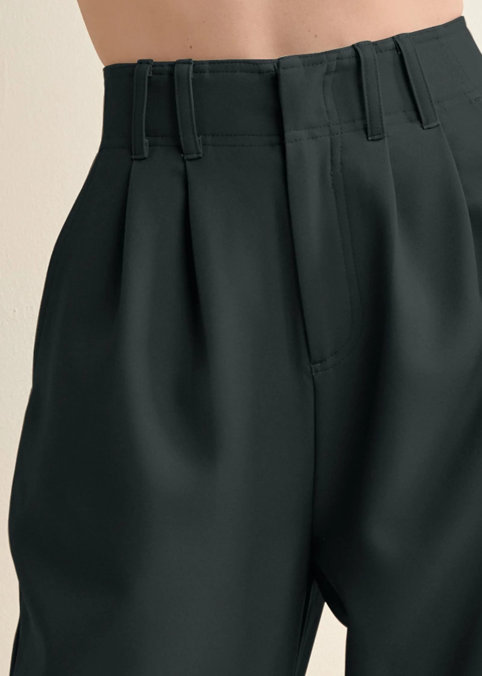 High-Rise Wide-Leg Trousers - Black