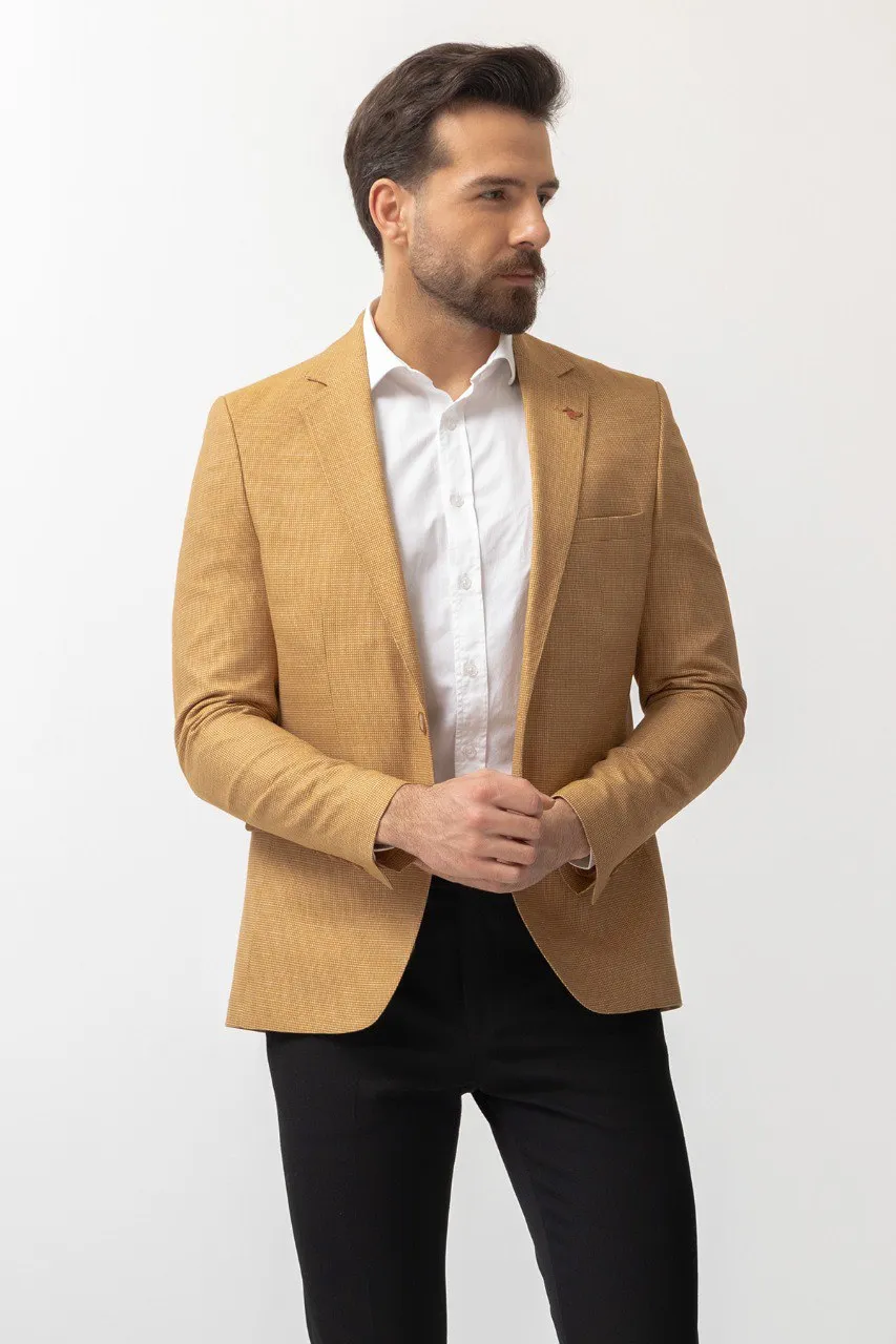 HolloMen Yellow Textured Blazer