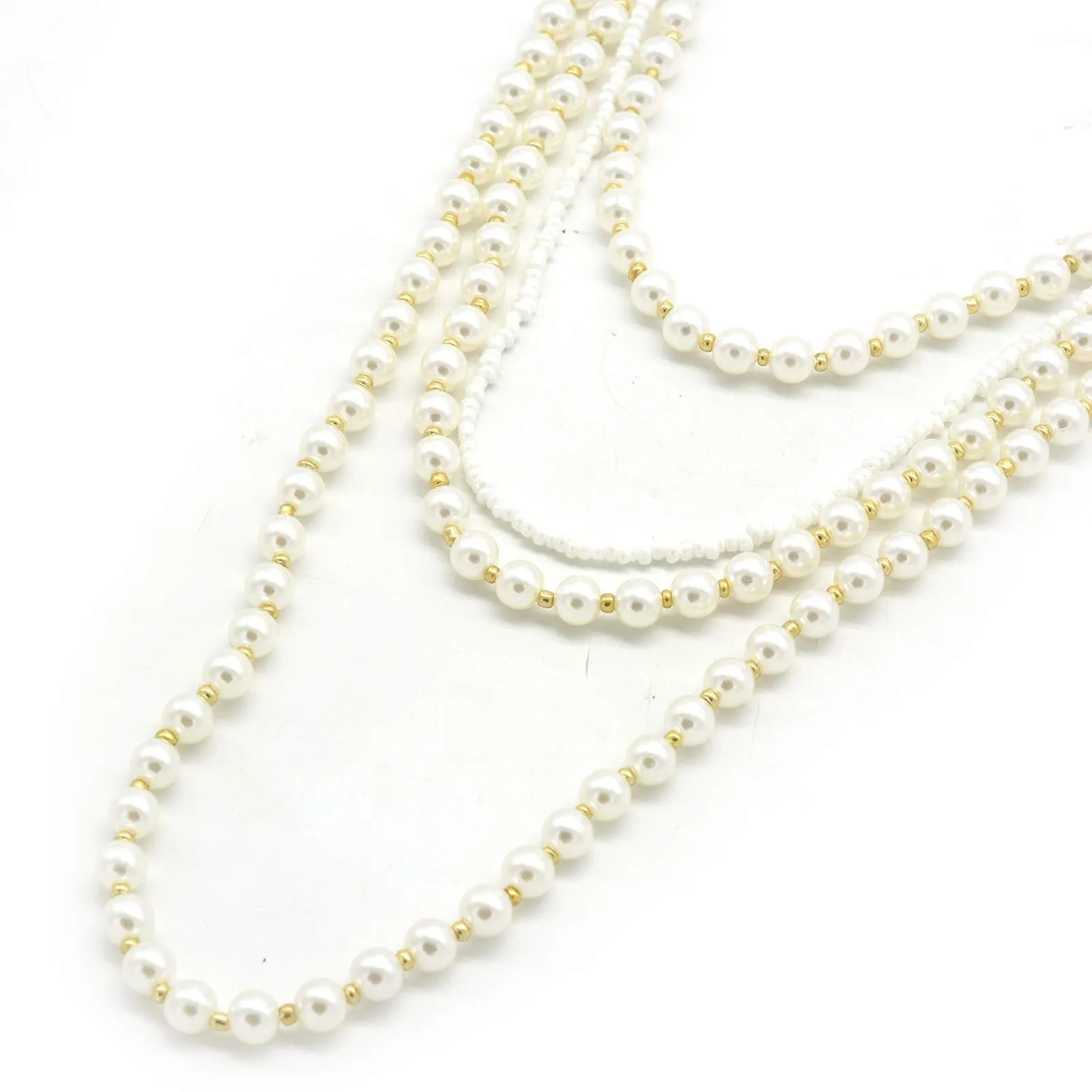 Joker & Witch Resplendent Layered White Pearl Necklace for Women