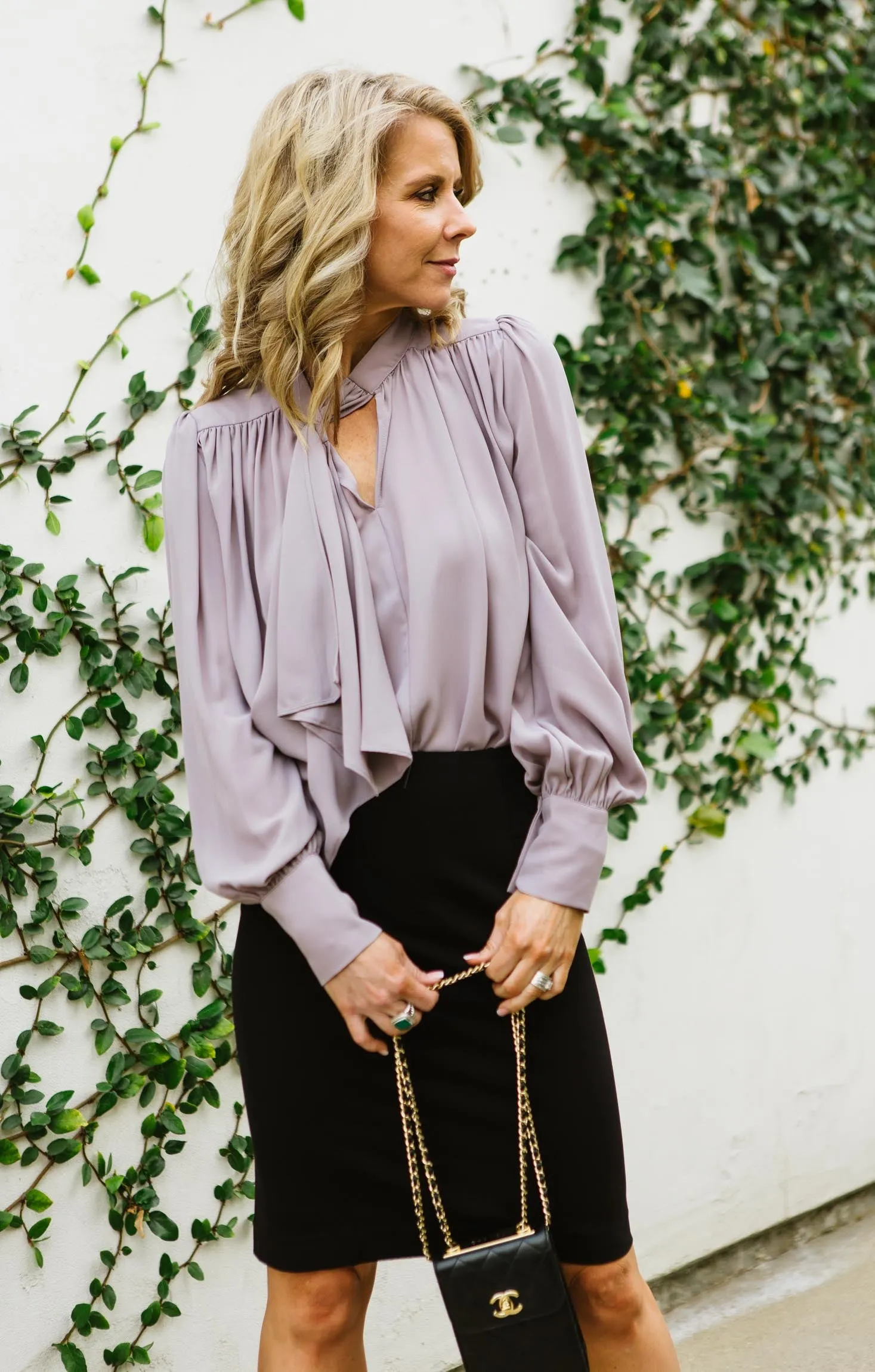 Long Sleeve Neck Tie Blouse