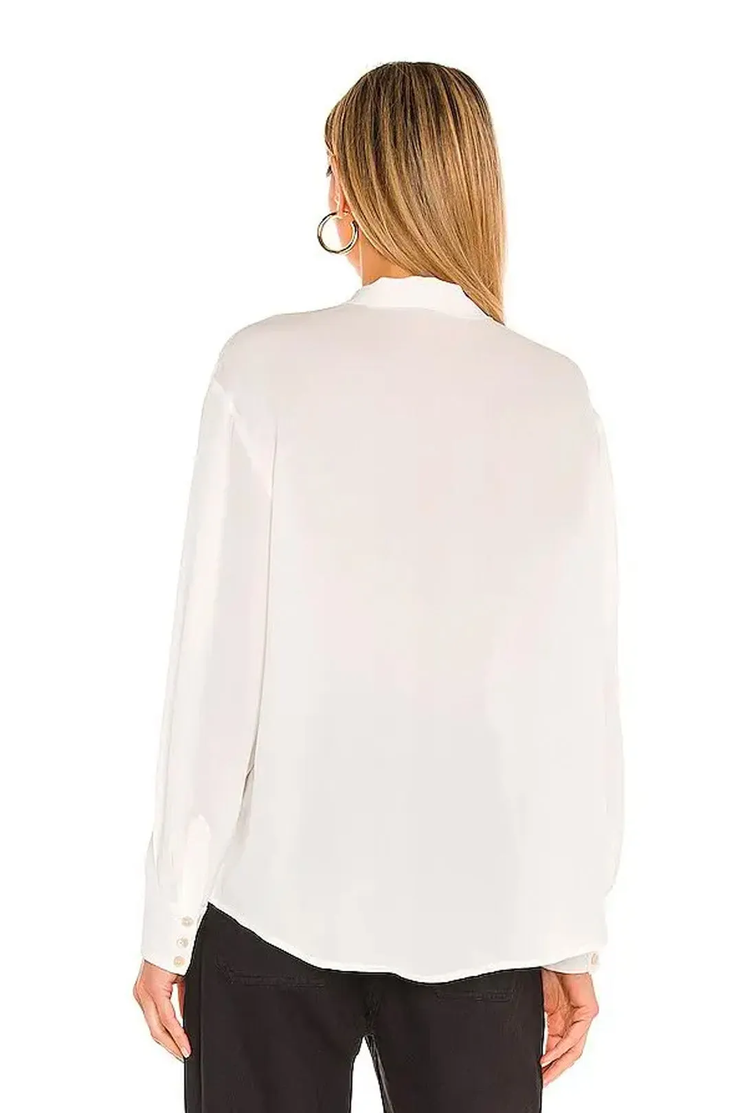 Longsleeve Georgette Tie Neck Blouse - Snow