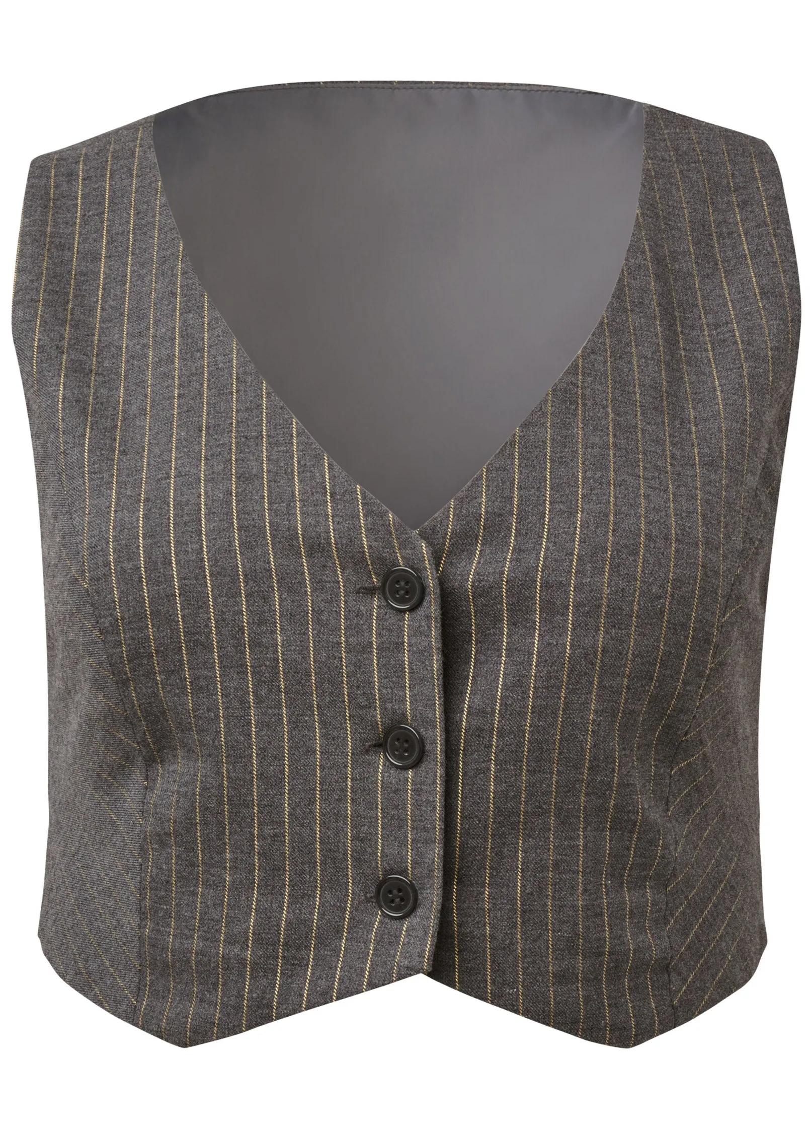 Lurex Stripe Vest - Grey & Gold