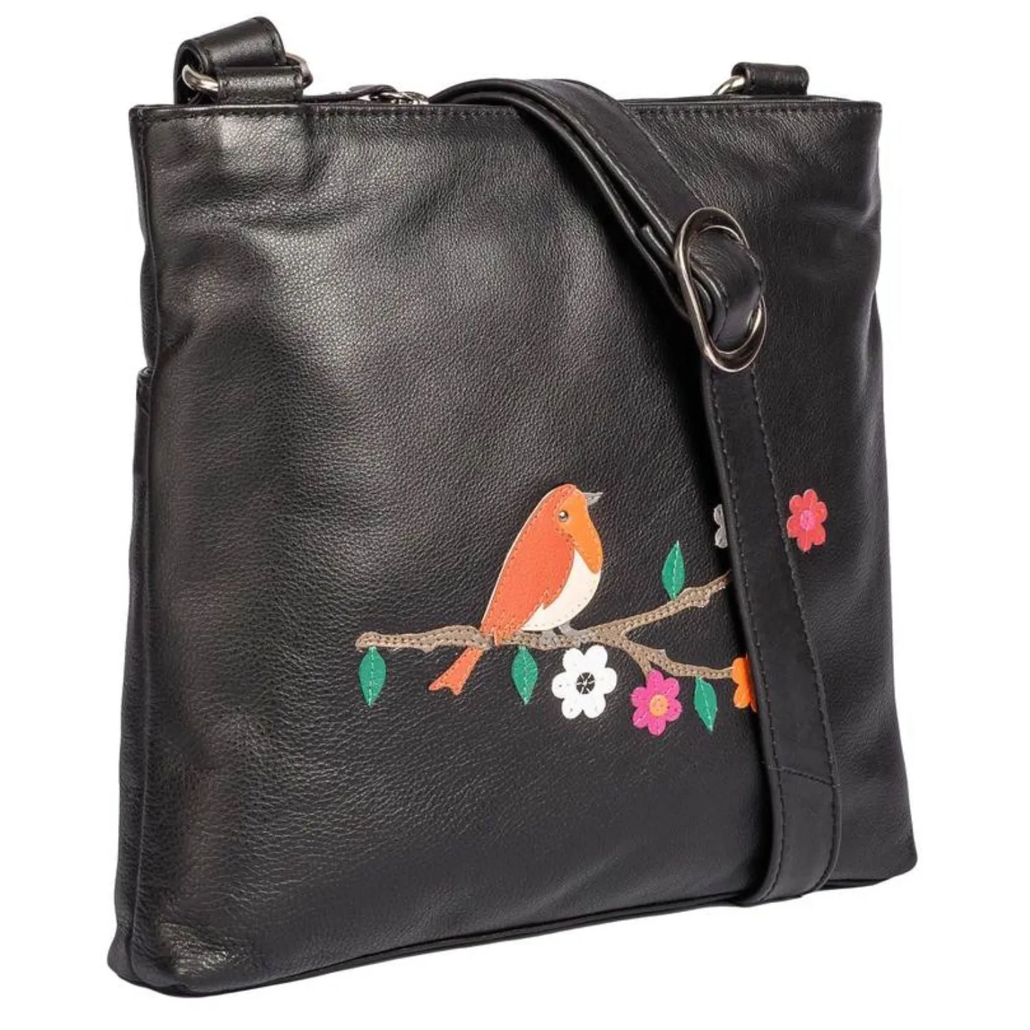 Mala Leather 25cm Black Robin Cross Body Bag